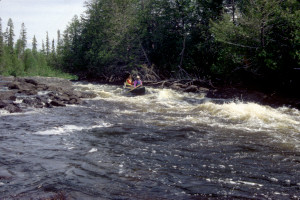 Larry and Rob enter the chute at Wavy Rapids.