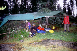 Dinner beneath the tarp.